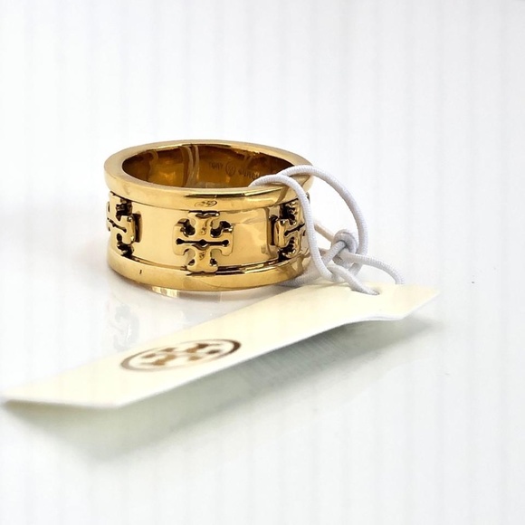 NWT Tory Burch Miller Raised Logo Ring Sz 7 Band Rtl $110 - Picture 2 of 6